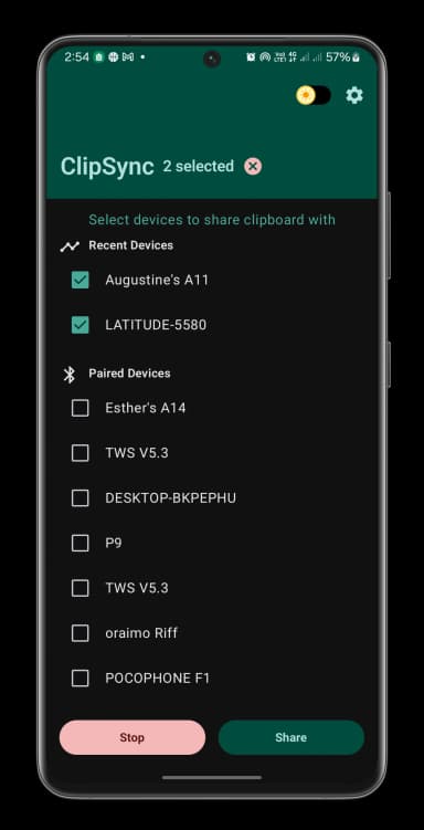 ClipSync Android dark mode