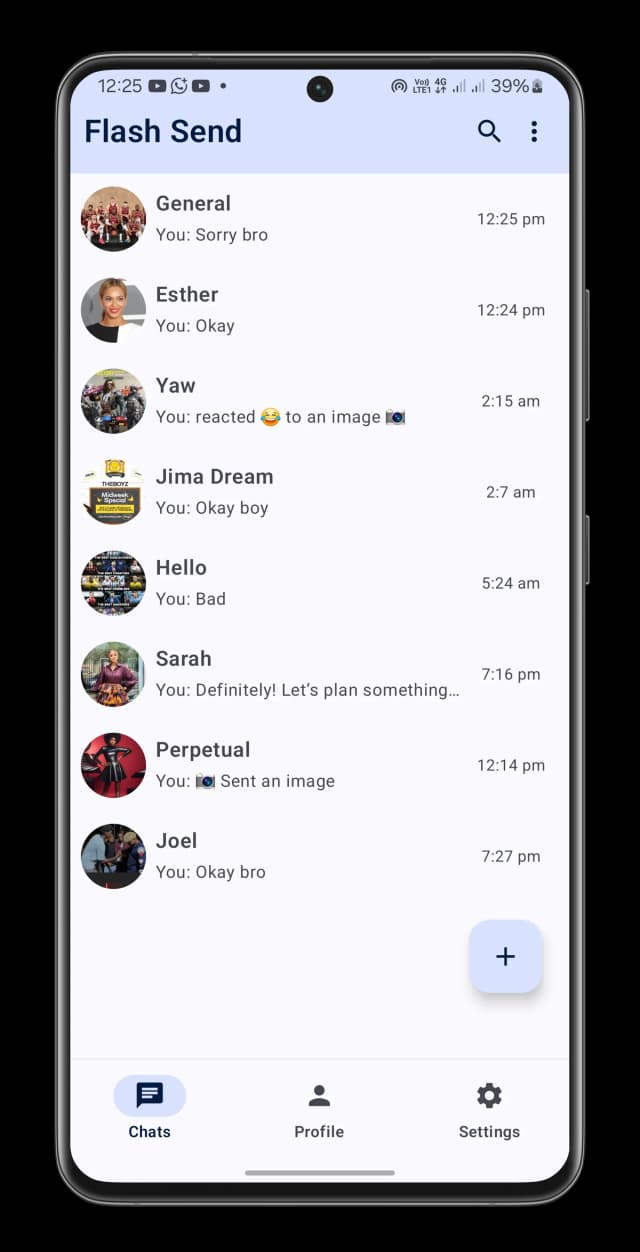 Chats list light mode