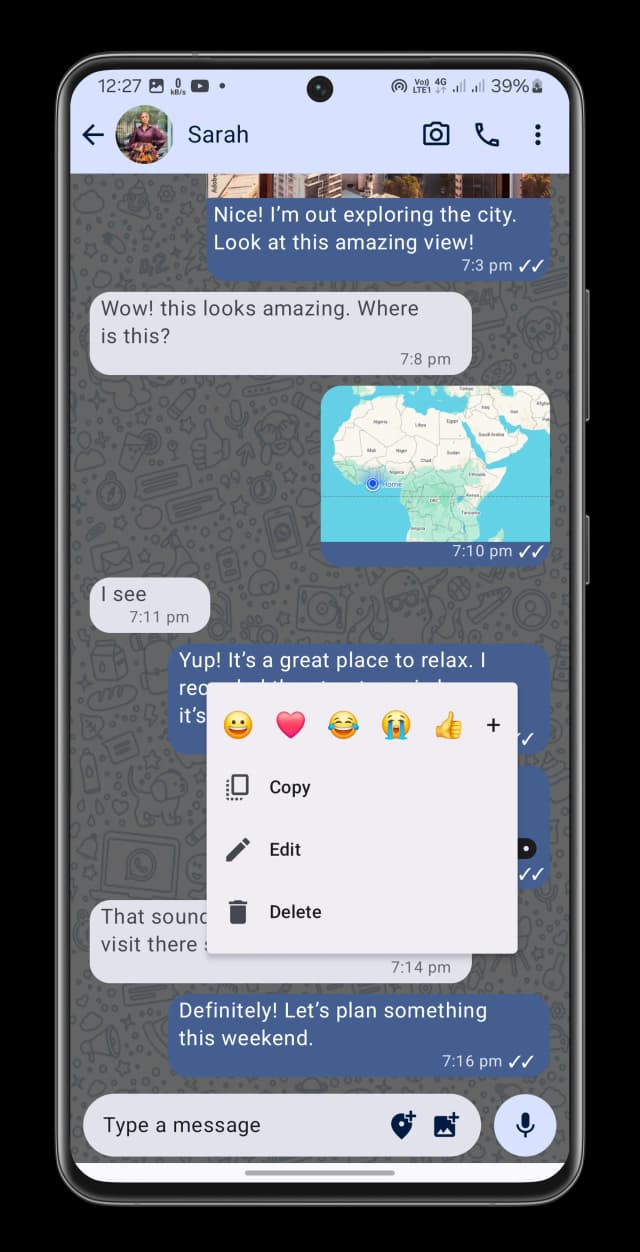 Message actions & reactions