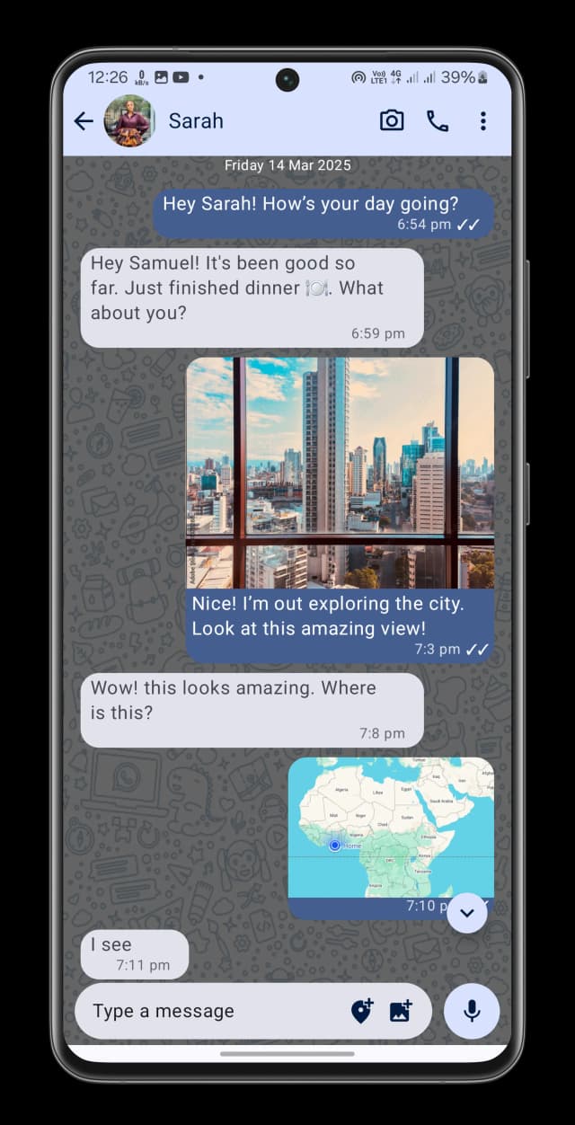 Chat messages screen