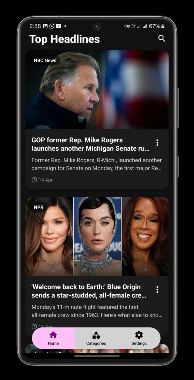 Home Screen in Dark Mode